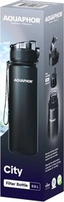 Филтрираща бутилка за вода Aquaphor City 160043, 500 мл, Тритан, Активен въглен, Aqualen, Заключващ се капак, Черен