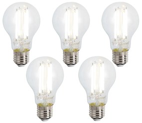 Комплект от 5 смарт E27 димируеми LED крушки A60 прозрачни 7W 806 lm 2700-6500K