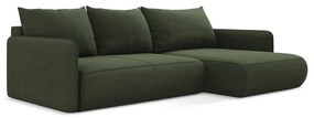 Зелен разтегателен ъглов диван с място за съхранение (десен ъгъл) Nanea – Makamii