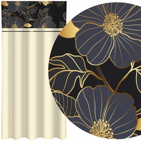 Класическа кремава завеса с принт на златни цветя Ширина: 160 см | Дължина: 270 см