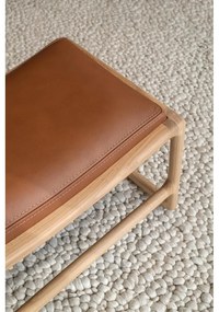 Отоман с конструкция от дъбово дърво и седалка от синьо-сив текстил Dedo - Gazzda