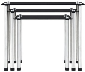 249527 vidaXL Стифиращи маси, 3 бр, черни, закалено стъкло