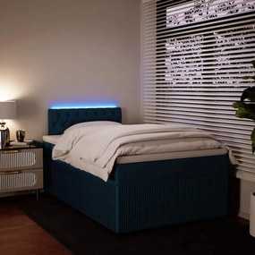 3289996 vidaXL Боксспринг легло с матрак, синьо, 120x190 см, кадифе