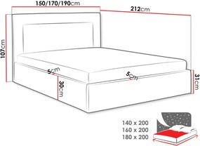 Облегнато легло Dream-Кафе-140 x 200