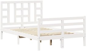 3193917 vidaXL Рамка за легло с табла, бяла, 120х200 см, масивно дърво