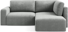 Сив шенилов сгъваем/с място за съхранение ъглов диван (десен ъгъл/L форма) Kona – Makamii