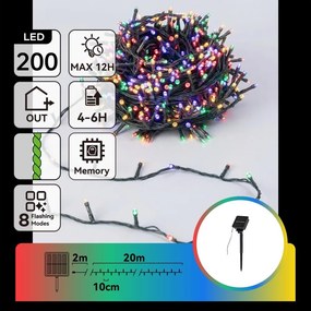 Aigostar - LED соларна коледна гирлянда 200 x LED / 8 режима, 22 m, IP65, многоцветна, 800 mAh