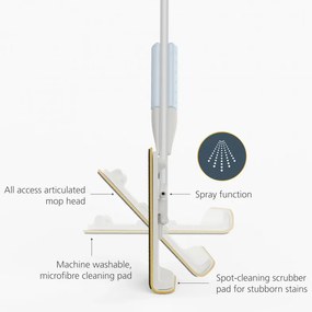 Моп със спрей Joseph Joseph CleanTech 65004, 145 см, Гъба за упорити петна, Стенна скоба, Сив
