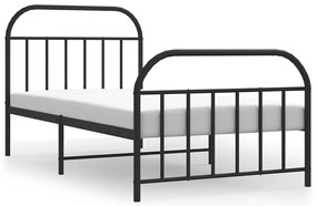 353647 vidaXL Метална рамка за легло с горна и долна табла, черна, 100x190 см