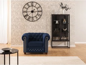 Синьо кадифено кресло честърфийлд York Blik – Ropez