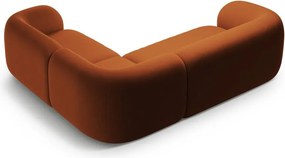 Теракотен кадифен ъглов диван (десен ъгъл/L форма) Kate – Micadoni