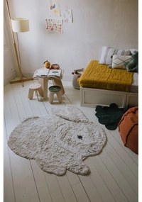 Светлосив ръчно изработен памучен детски килим подходящ за пране 130x135 cm Bunny – Lorena Canals