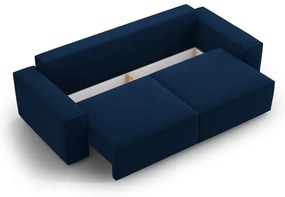 Тъмносин кадифен сгъваем/с място за съхранение диван 247 cm Jodie – Micadoni