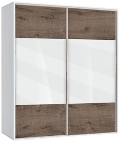 Двукрилен гардероб с плъзгащи врати Мебели Богдан Модел BM-AVA 5, орех с бяло