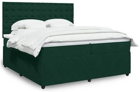 3292445 vidaXL Боксспринг легло с матрак, тъмнозелено, 200x200 см, кадифе