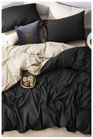 Черно и кремаво памучно спално бельо за двойно легло/разширено с чаршаф 200x220 cm - Mila Home