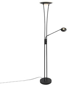 Модерна подова лампа черна, вкл. LED с рамо за четене - Ibiza