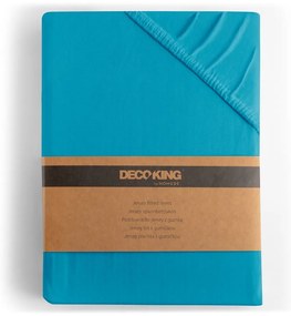 Син еластичен чаршаф от джърси 90x200 cm Amber – Restilo