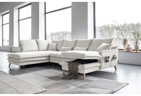 Бежов разтегателен ъглов диван (ляв ъгъл/"U" форма) Charming Charlie – Miuform