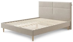 Бежово тапицирано двойно легло с решетка 160x200 cm Elyna - Bobochic Paris