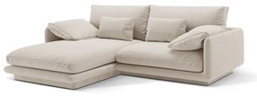 Бял кадифен ъглов диван (ляв ъгъл) Torino – Micadoni