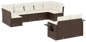 3220622 vidaXL Градински комплект диван с възглавници 9 части кафяв полиратан