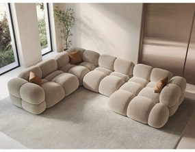 Бежов кадифен ъглов диван (ляв ъгъл/U форма) Loretto – Cosmopolitan Design