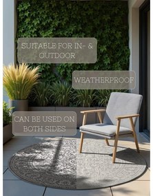 Кръгъл килим за открито и закрито в цвят слонова кост и сиво ø 160 cm Duet Kona – NORTHRUGS