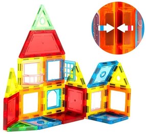 Магнитен комплект за строителство за деца - комплект от 130 части с цветни магнитни кубчета