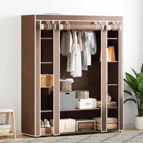 240496 vidaXL Текстилен гардероб с отделения и летви, 45 x 150 x176 см, кафяв