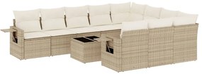 3253035 vidaXL Градински диван с възглавници, 11 части, бежов полиратан