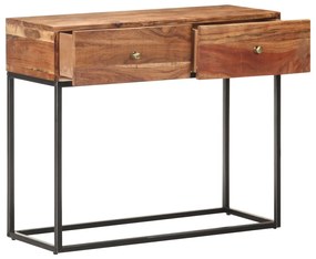 320917 vidaXL Конзолна маса, сива, 90x35x75 cм, грубо акациево дърво
