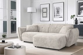 Бежов шенилов ъглов диван (десен ъгъл) Nelia – Ropez