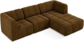 Кадифен ъглов диван в цвят горчица (десен ъгъл) Aloha – Makamii