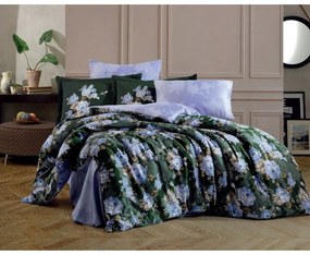 Зелено двойно спално бельо с чаршаф от памучен сатен Hobby , 200 x 220 cm Adriana - Mijolnir