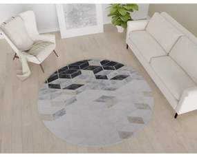 Бяло-сив миещ се кръгъл килим ø 80 cm - Vitaus