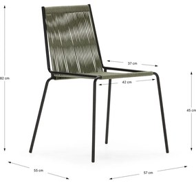 Зелени метални трапезни столове в комплект за подреждане 2 бр. Emily – Marckeric