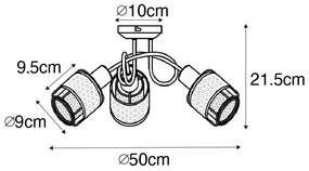 Дизайнерски таванна лампа черна със злато 3-светлина - Noud