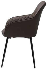 Кафяв тапициран трапезен стол с подлакътници Milton – Unique Furniture