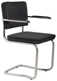 Комплект от 2 черни стола с подлакътници Ridge Kink Rib - Zuiver