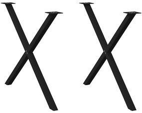 4012924 vidaXL Крака за трапезна маса, X-образни, 2 бр., черни, 90 x (72-73) см, стомана