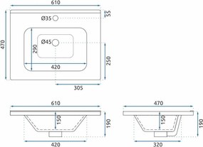 Комплект мебели за баня с мивка Paris 60cm Beige