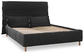 Черно тапицирано двойно легло и решетка140x200 cm Sleepy Luna - Miuform