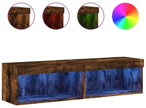 837136 vidaXL ТВ шкафове с LED осветление, 2 бр, опушен дъб, 60x30x30 см