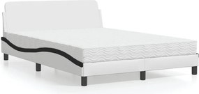 3208423 vidaXL Легло с матрак Dover, бяло и черно, 140x200 см, изкуствена кожа