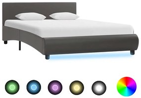 285494 vidaXL Рамка за легло с LED, сива, изкуствена кожа, 120x200 cм