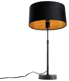 Лампа за маса черна с овална кадифена абажура черна 35см - Parte