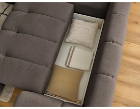 Кафяво-сив сгъваем/с място за съхранение ъглов диван (ляв ъгъл/L форма) Fuji – Bobochic Paris