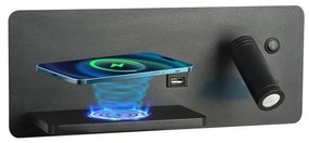 Immax 08288L-LED стенен LED с полка, USB и безжично зареждане, 3W/230V