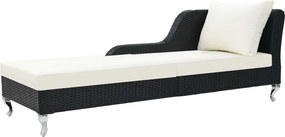 44749 vidaXL Шезлонг с шалте, черен полиратан